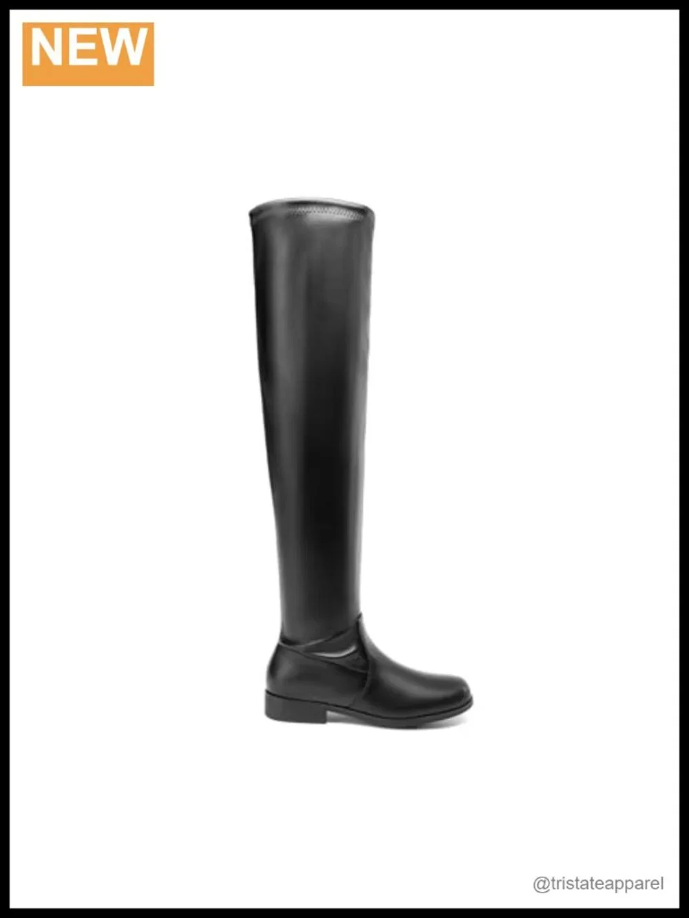 Faux Leather Thigh High Block Heel Boots Stretchy Side Zipper